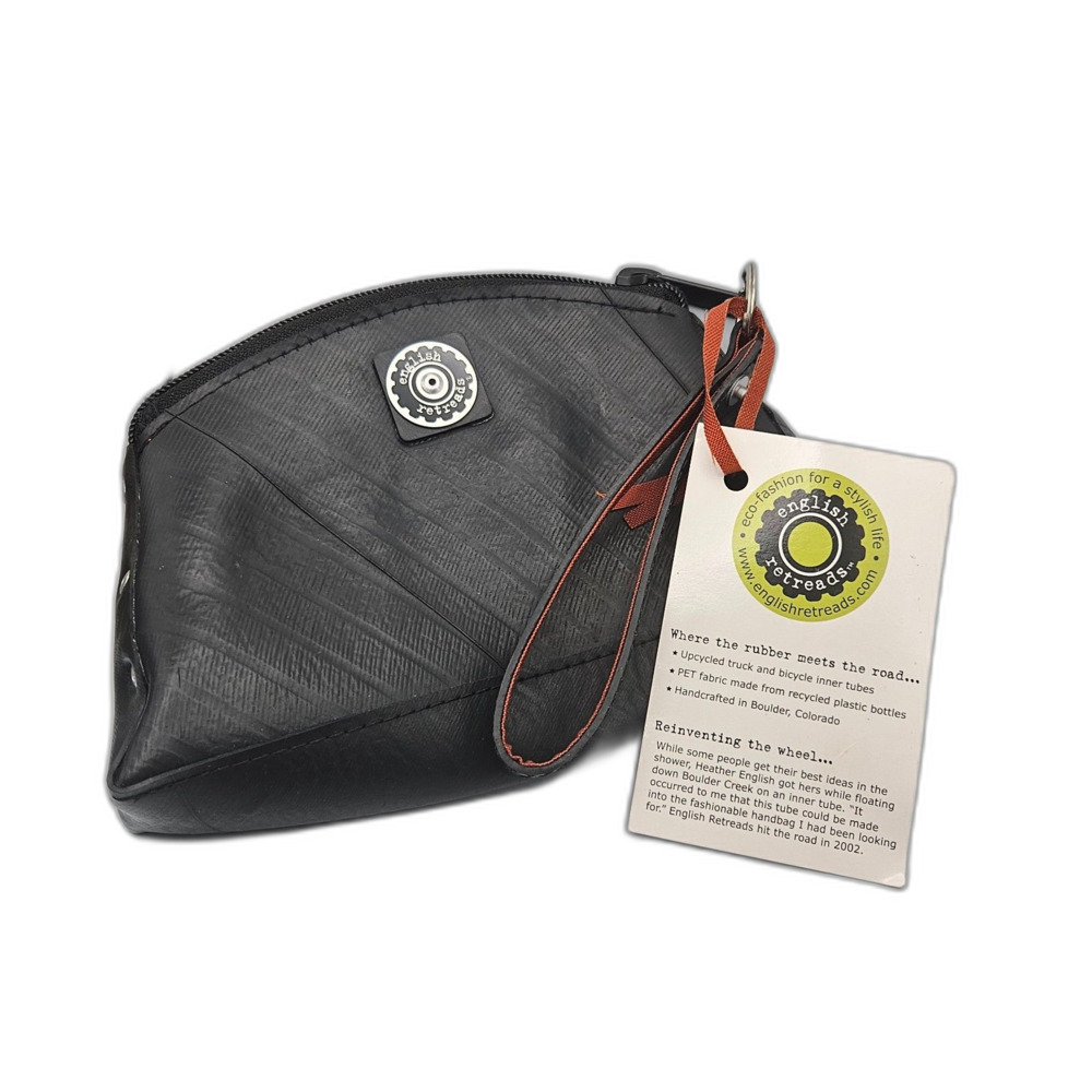 New English Retreads Recycled Tire Wristlette bag Eco Punk Black Rubber Pouch